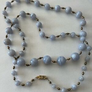 VINTAGE Elegant Blue AGATE Beaded Necklace STUNNING
